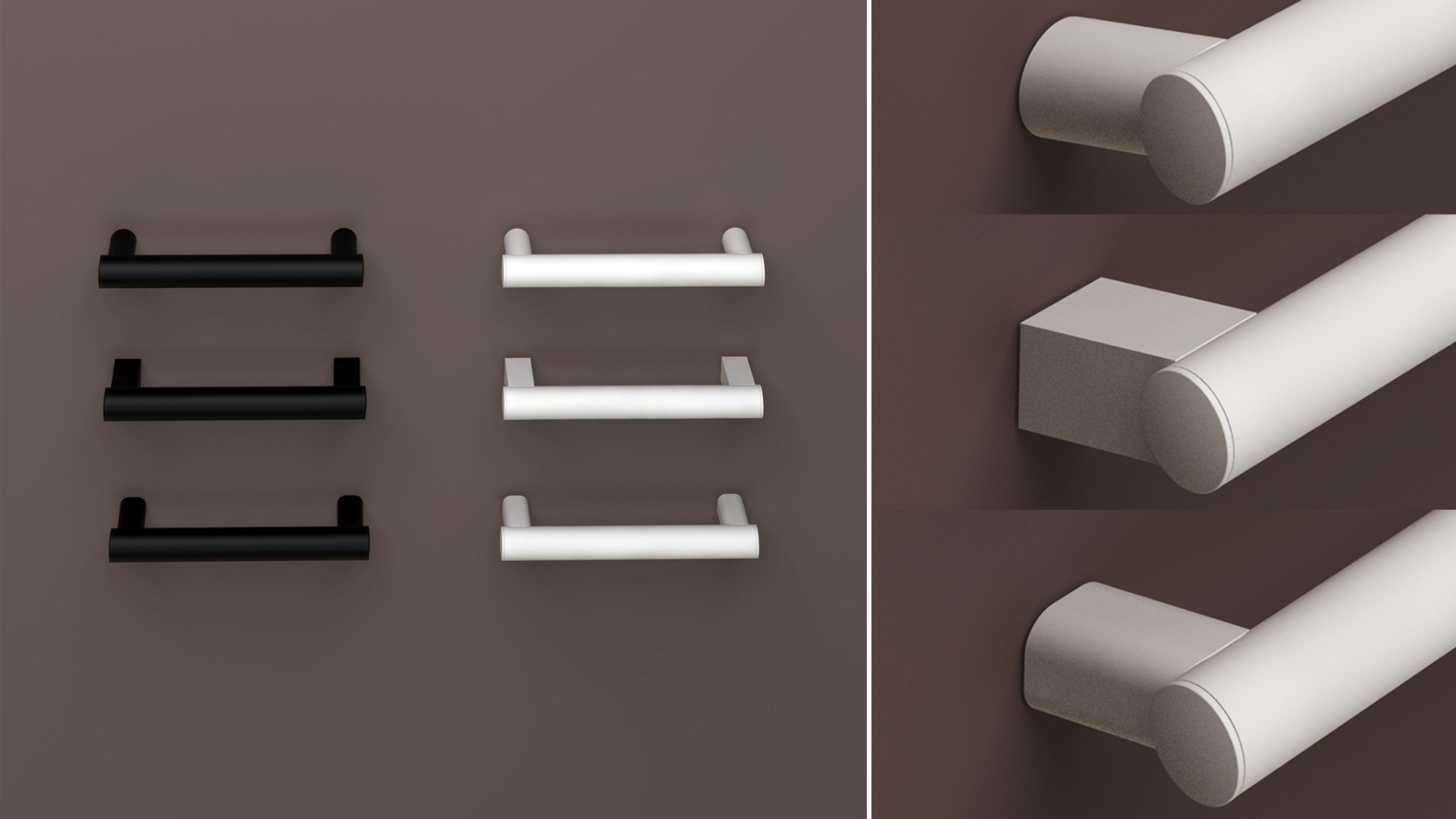 Dettaglio di maniglioni di sicurezza dal design moderno per bagno accessibile.